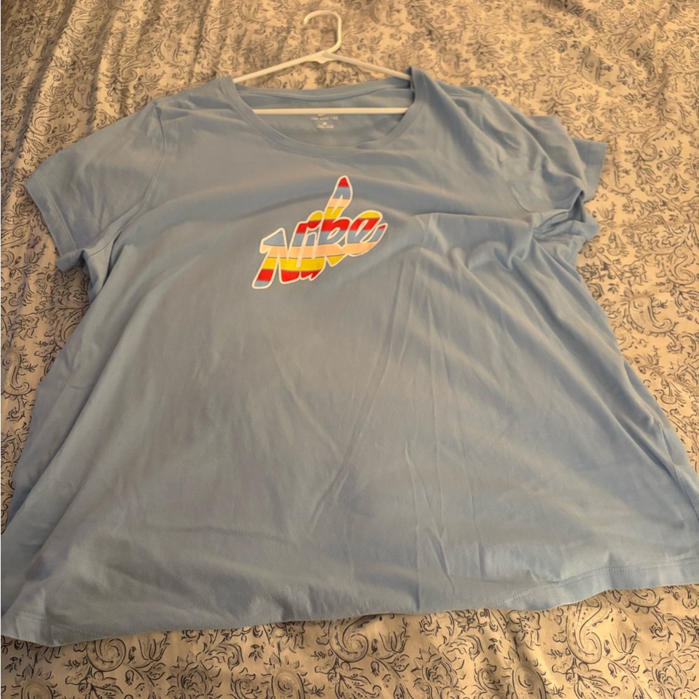 Nike Sky Blue Tee with Vibrant Logo